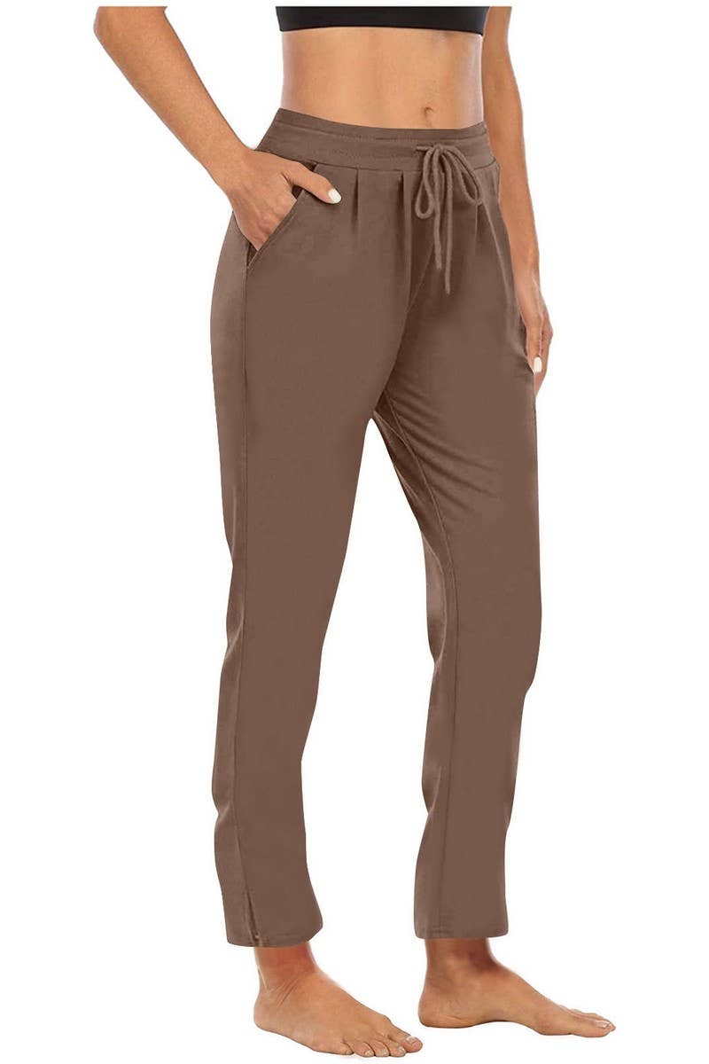 CWBLP2085_HIGH WAIST DRAWSTRING SLIM FIT CASUAL PANTS