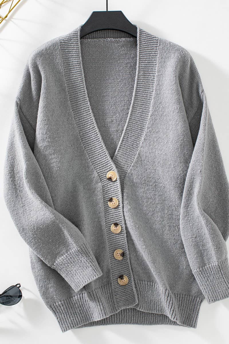 CWOCAL0863_SOLID COLOR SINGLE-BREASTED KNITTED SWEATER COAT