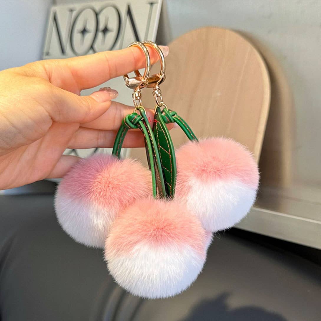 CUTE FUR LITTLE LYCHEE CAR KEYCHAIN BAG PENDANT