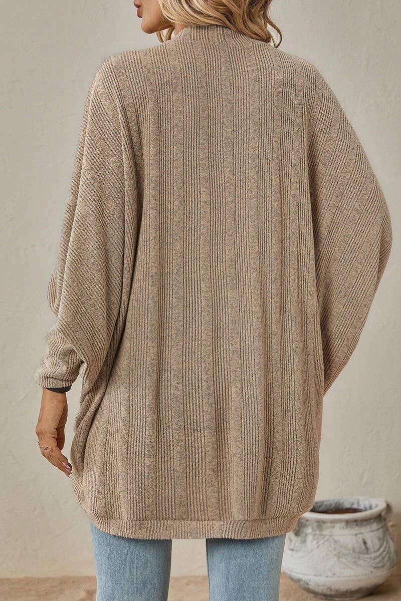 CWOCAL00784_SOLID COLOR LOOSE MID-LENGTH KNITTED CARDIGAN