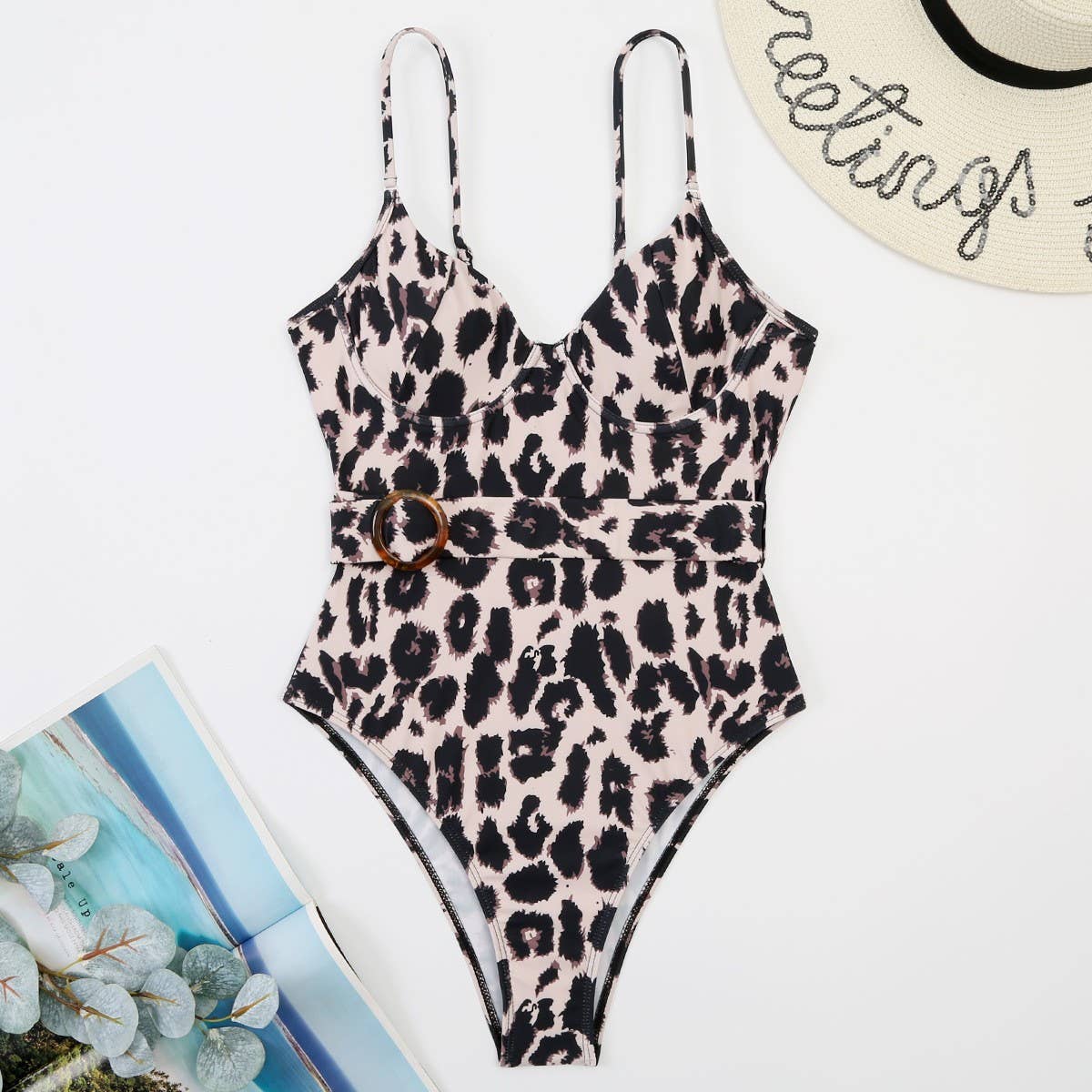 WOMEN'S LEOPARD PRINT ONE-PIECE SWIMSUIT