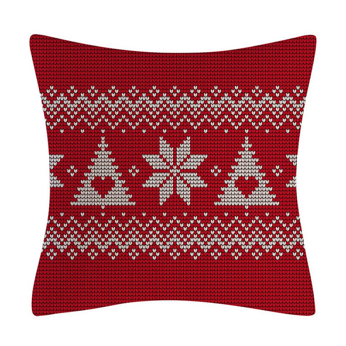 CHRISTMAS WOOL KNITTED STYLE RED PILLOWCASE