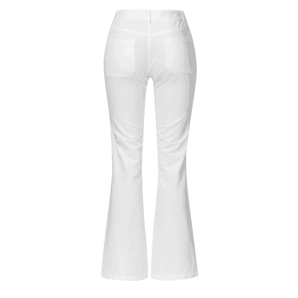Breasted flared flared high-bounce slim jeans