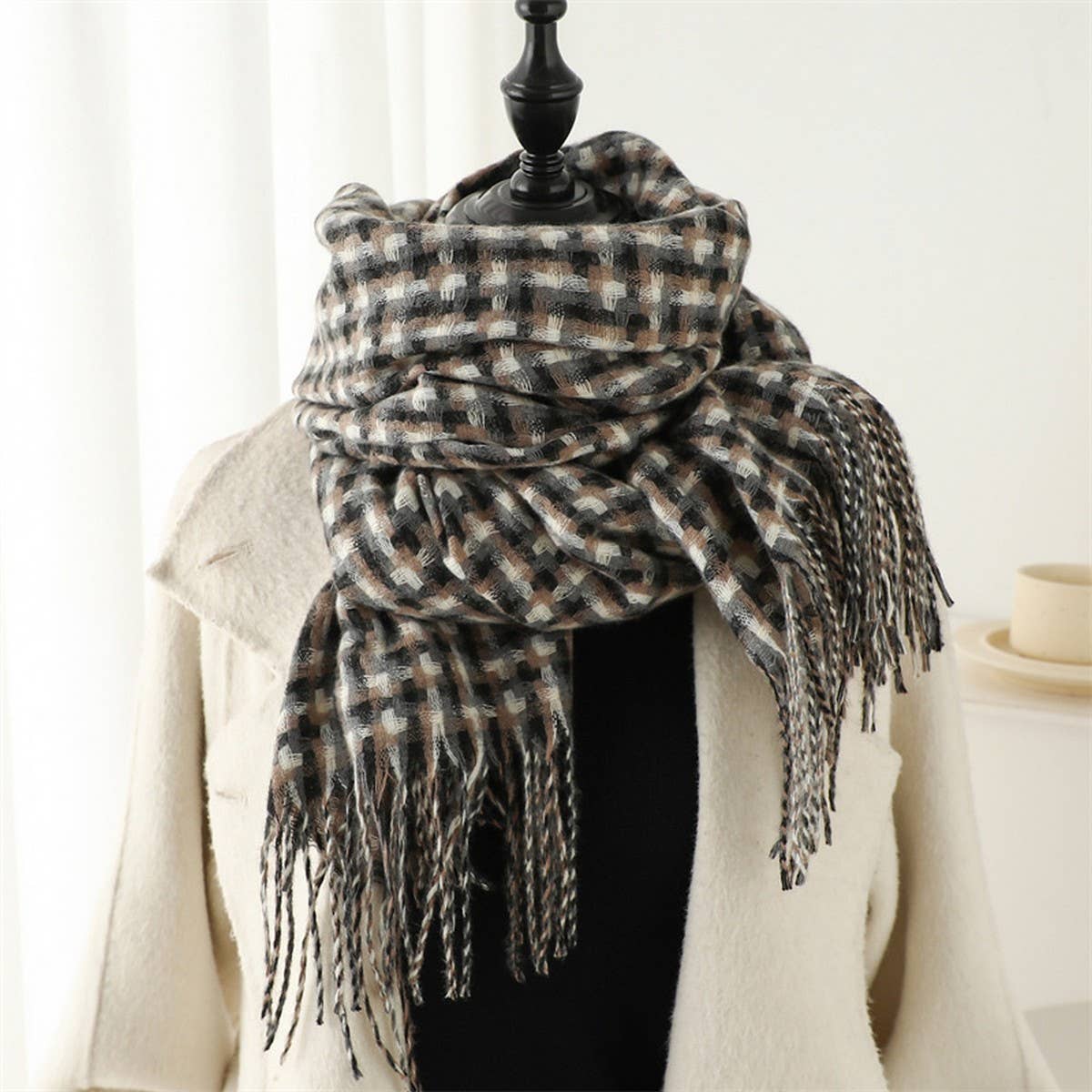 NEW RETRO BRITISH PLAID WARM SCARF