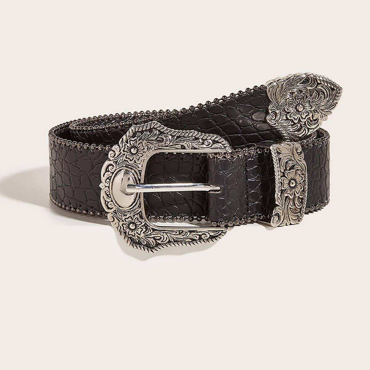 CWABE0547_AMERICAN STYLE BLACK VINTAGE BELT