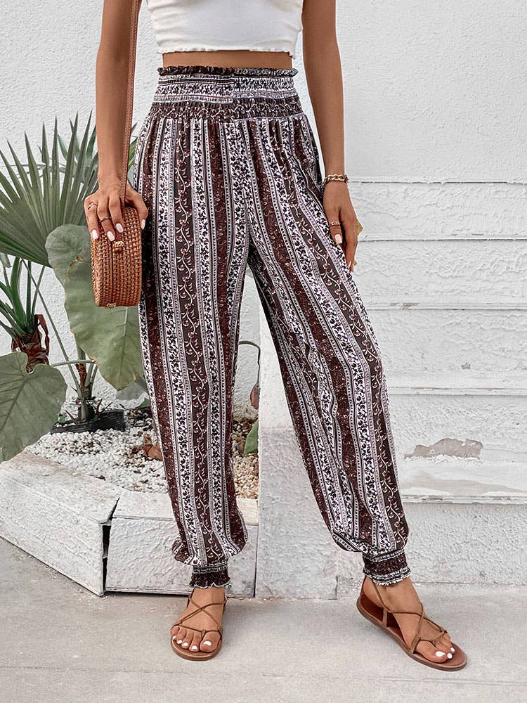 Ethnic style printed pants