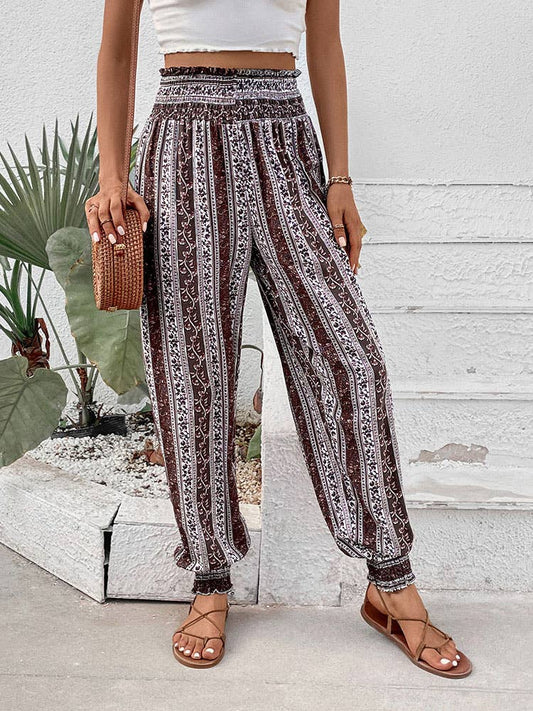 Ethnic style printed pants