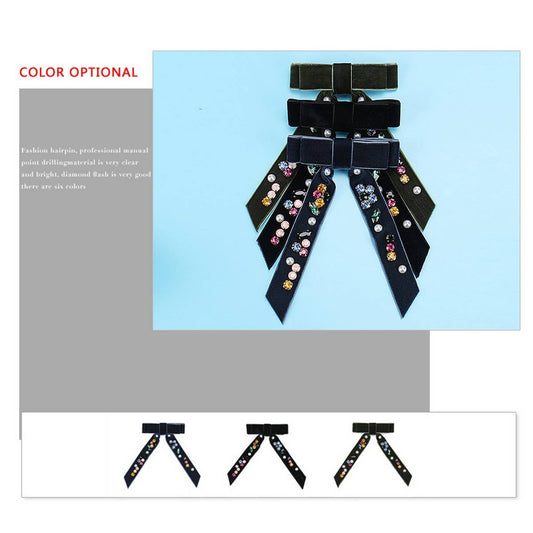 COLORFUL CRYSTAL VELVET HEADDRESS WITH RIBBON BOW