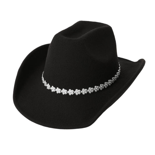 Rhinestone Wool Felt Western Cowboy Fedora Hat_CWAH3637