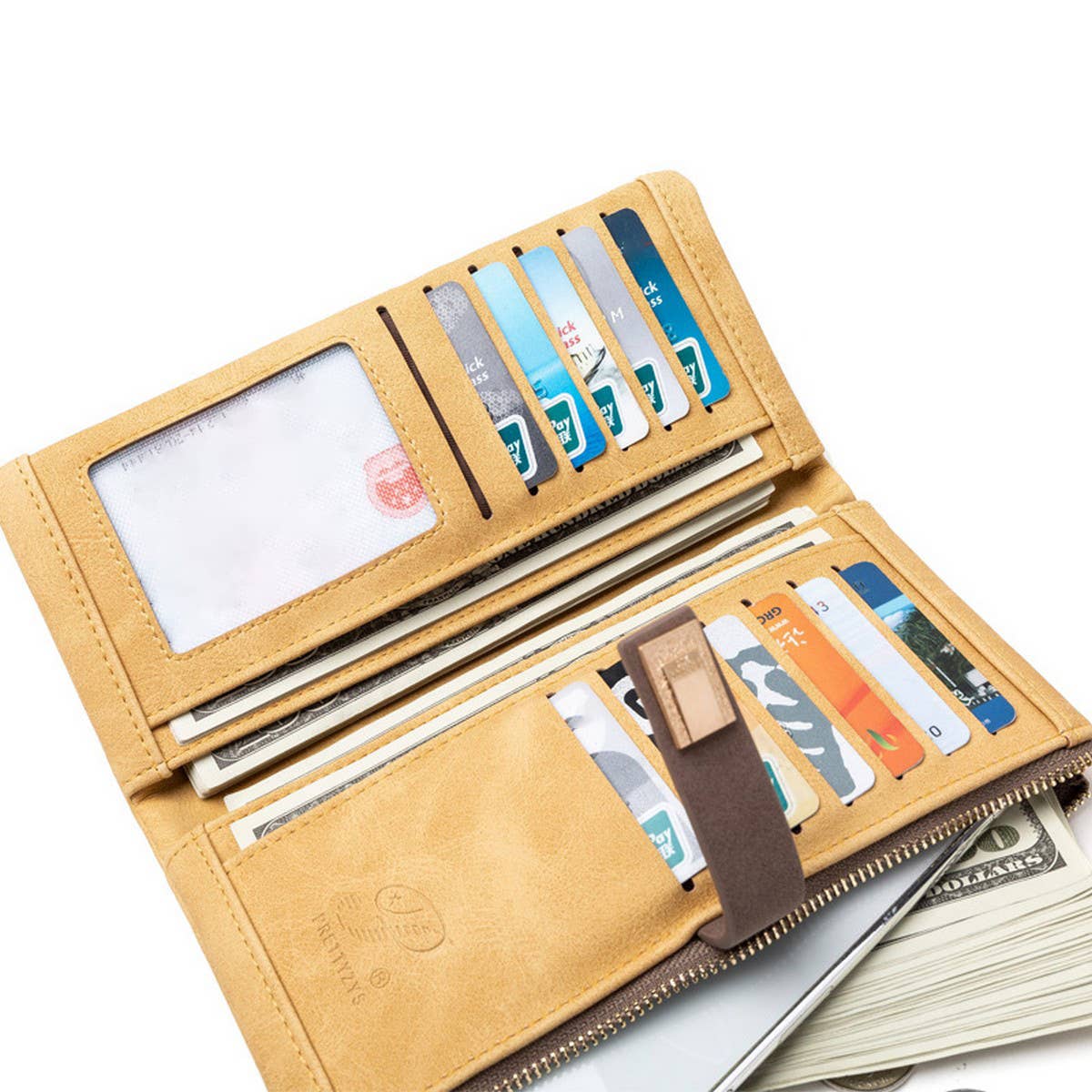 WOMEN'S LONG VINTAGE MATTE ZIP CLUTCH_CWAB2330