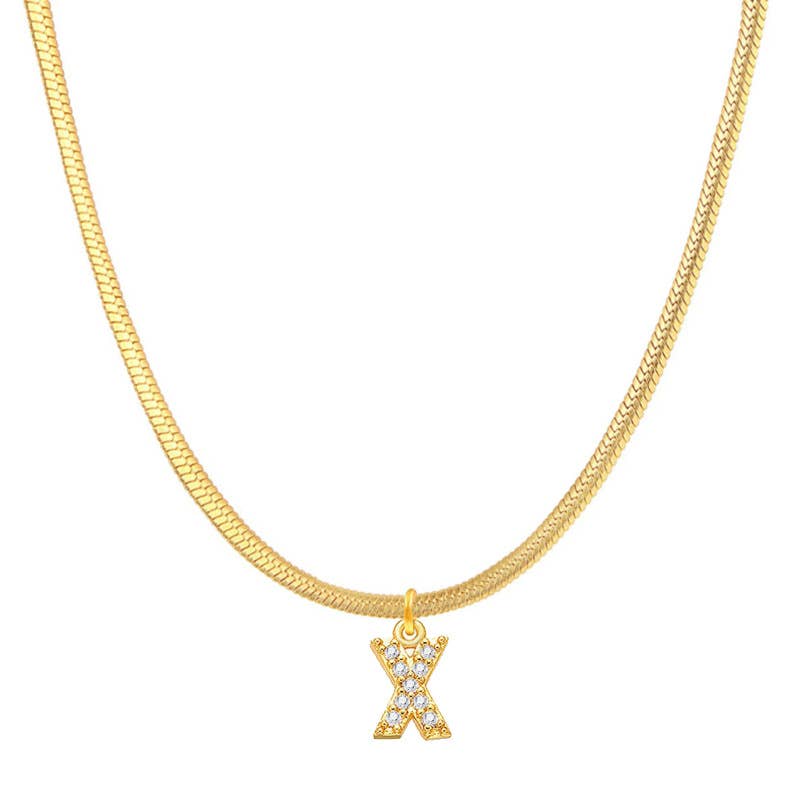 Titanium steel snake bone lock zircon pendant