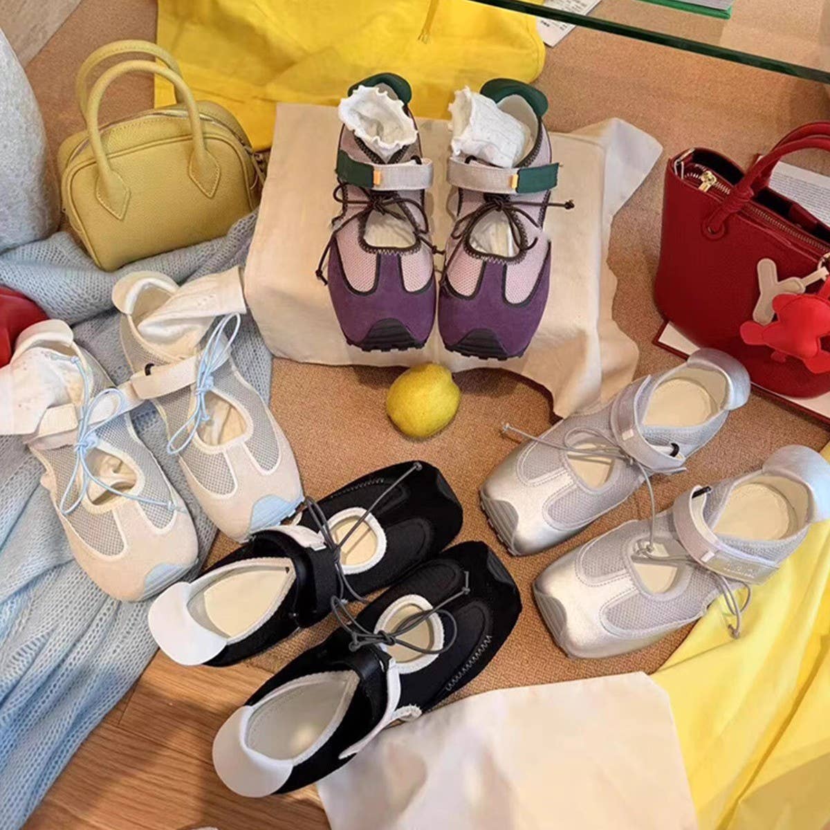 Sheepskin Lace-Up Sporty Mary Jane Shoes