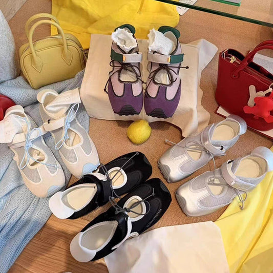 Sheepskin Lace-Up Sporty Mary Jane Shoes