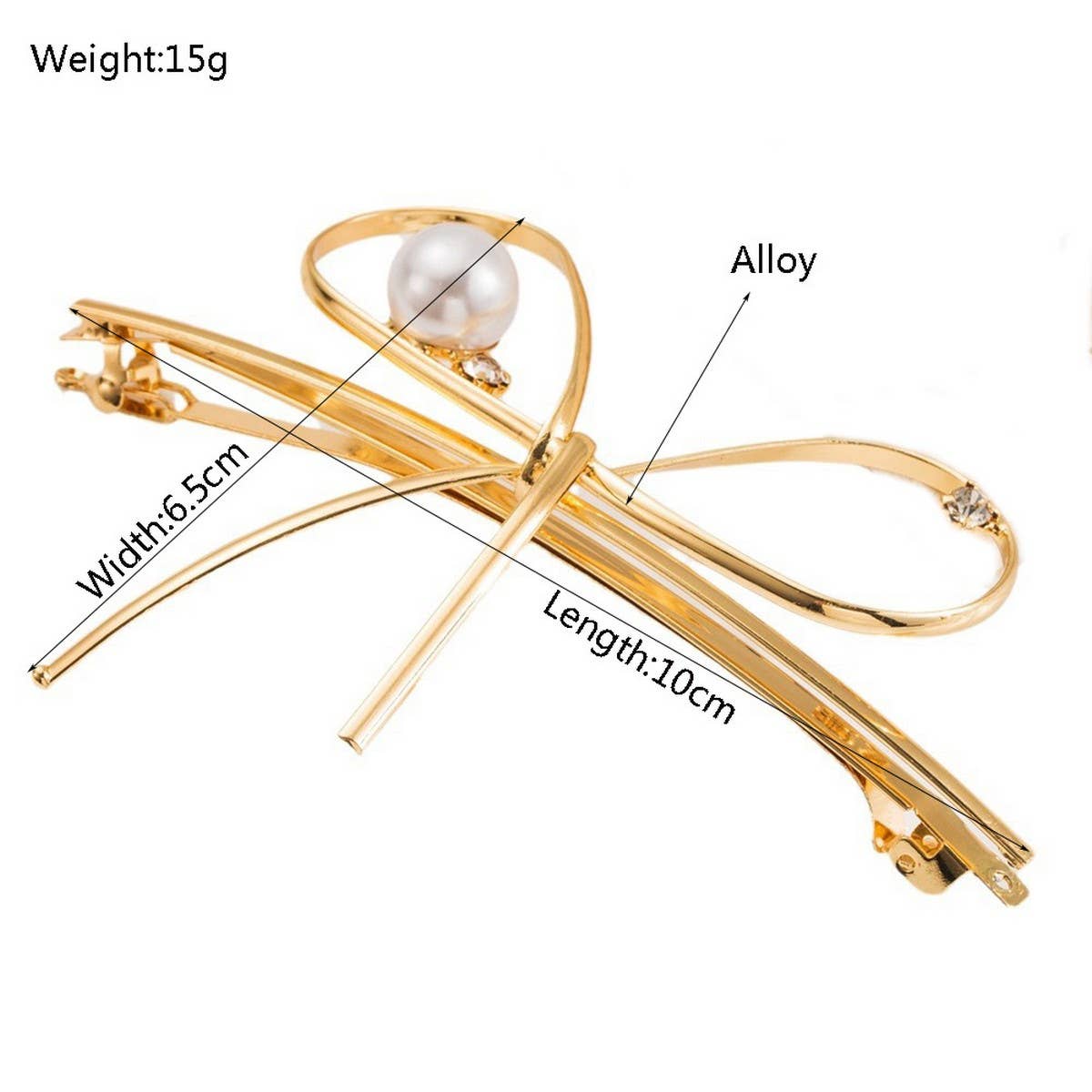 Minimalist Metal Bow Hollow Rectangle Spring Clip