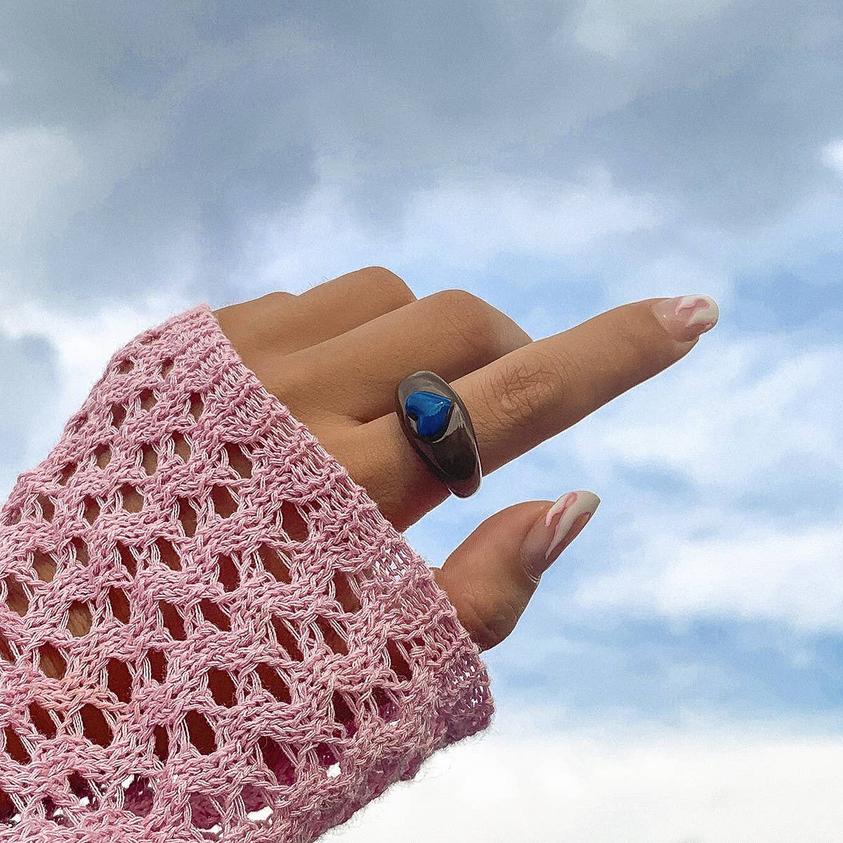 COLORFUL PASTORAL HEART THREE-DIMENSIONAL RING