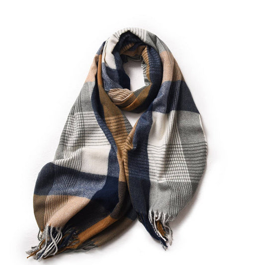 WOMEN WINTER TARTAN WITH FRINGE PLAID SCARVES