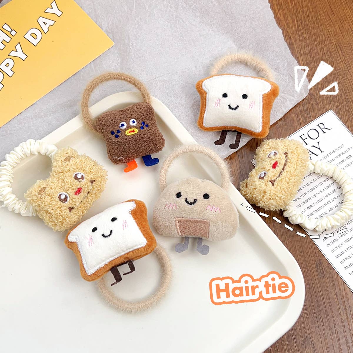 Cartoon rice ball bread hair tie bun hair tie