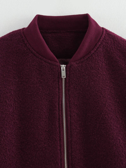 STYLISH CASUAL BEADED LEATHER CROPPED JACKET