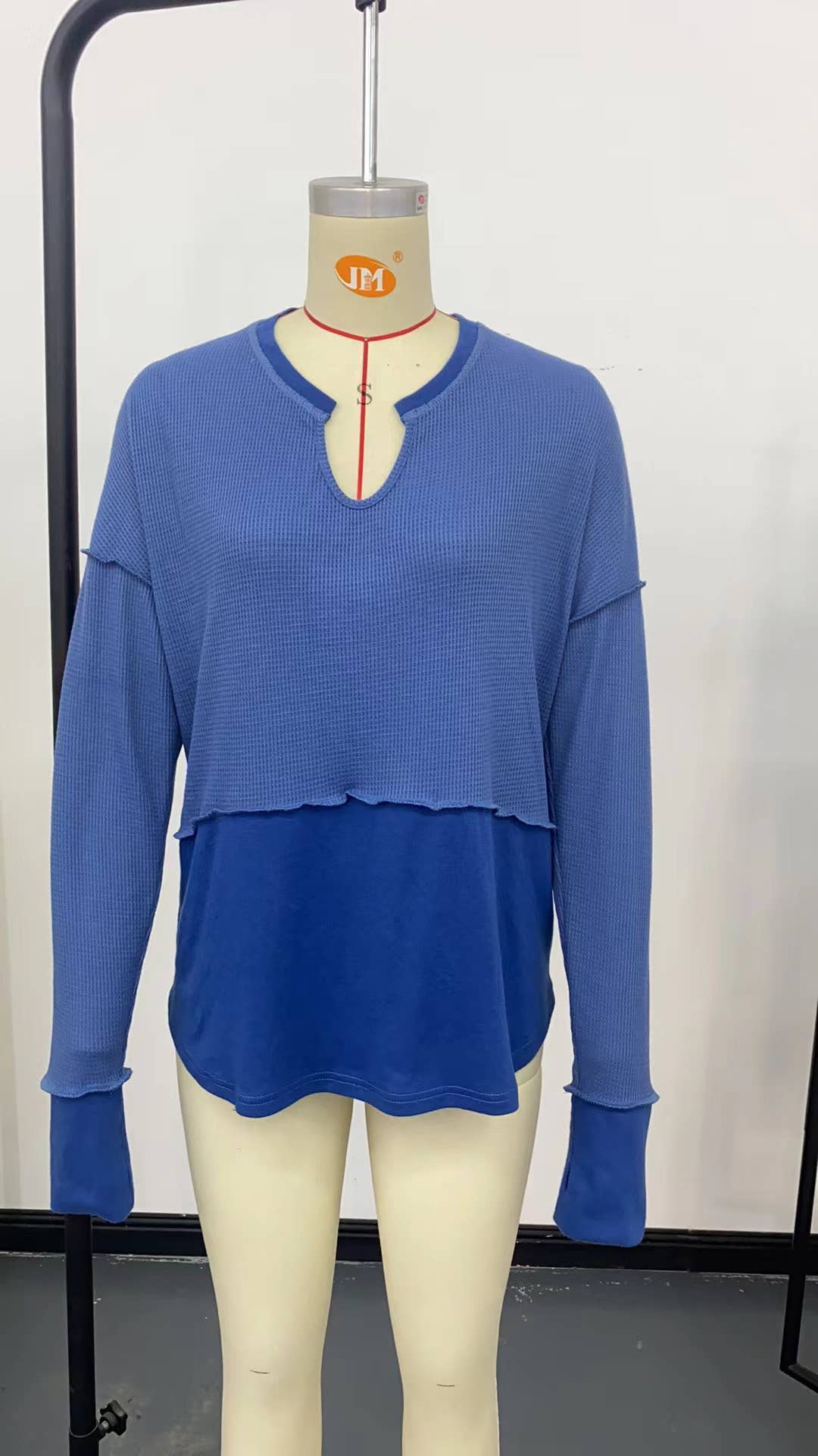 SOLID COLOR LONG SLEEVE PATCHWORK LOOSE HOODIE