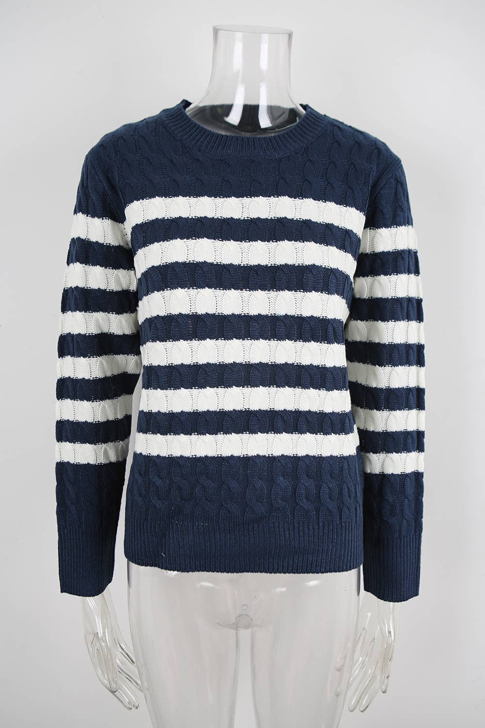 Twisted and color-blocked round-neck sweater