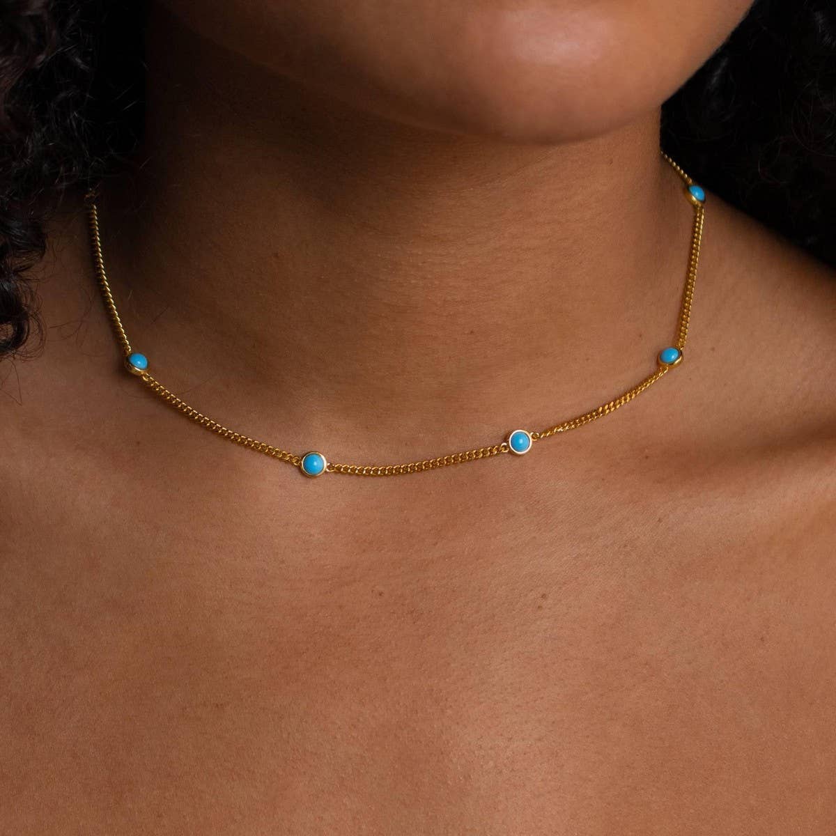 Simple Natural Turquoise Clavicle Necklace_CWMM5601