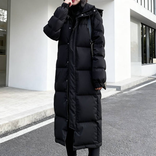 Knee-high loose thick cotton-padded jacket coat