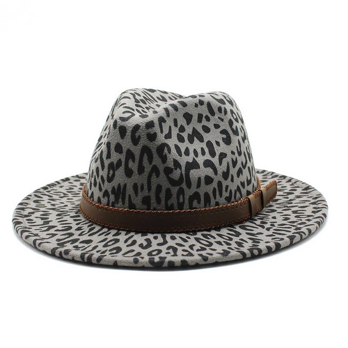 LEOPARD PRINT HAT JAZZ HAT WOOLEN HAT WIDE BRIM HAT_CWAH2579