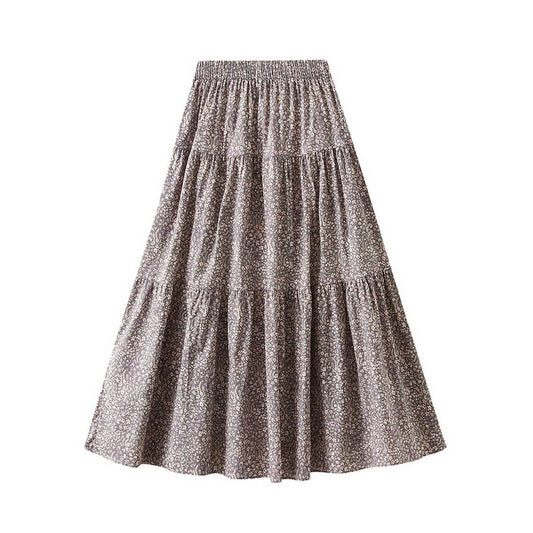 Sweet Floral A-Line Elastic Waist Midi Skirt