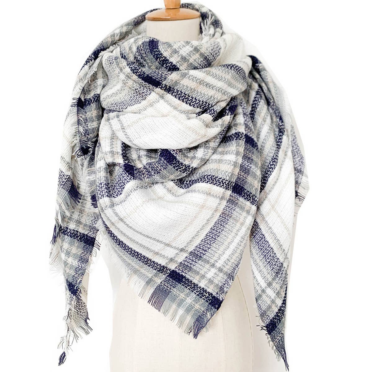 SOFT CHUNKY CHECKED GIANT SCARVES SHAWL CAPE_CWASC0107