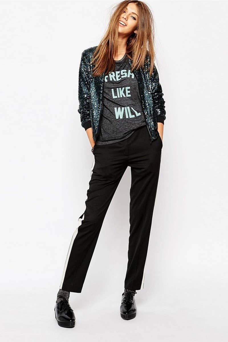 CWOCO1128_SEQUINED LONG SLEEVE ZIP-UP BASEBALL JACKET
