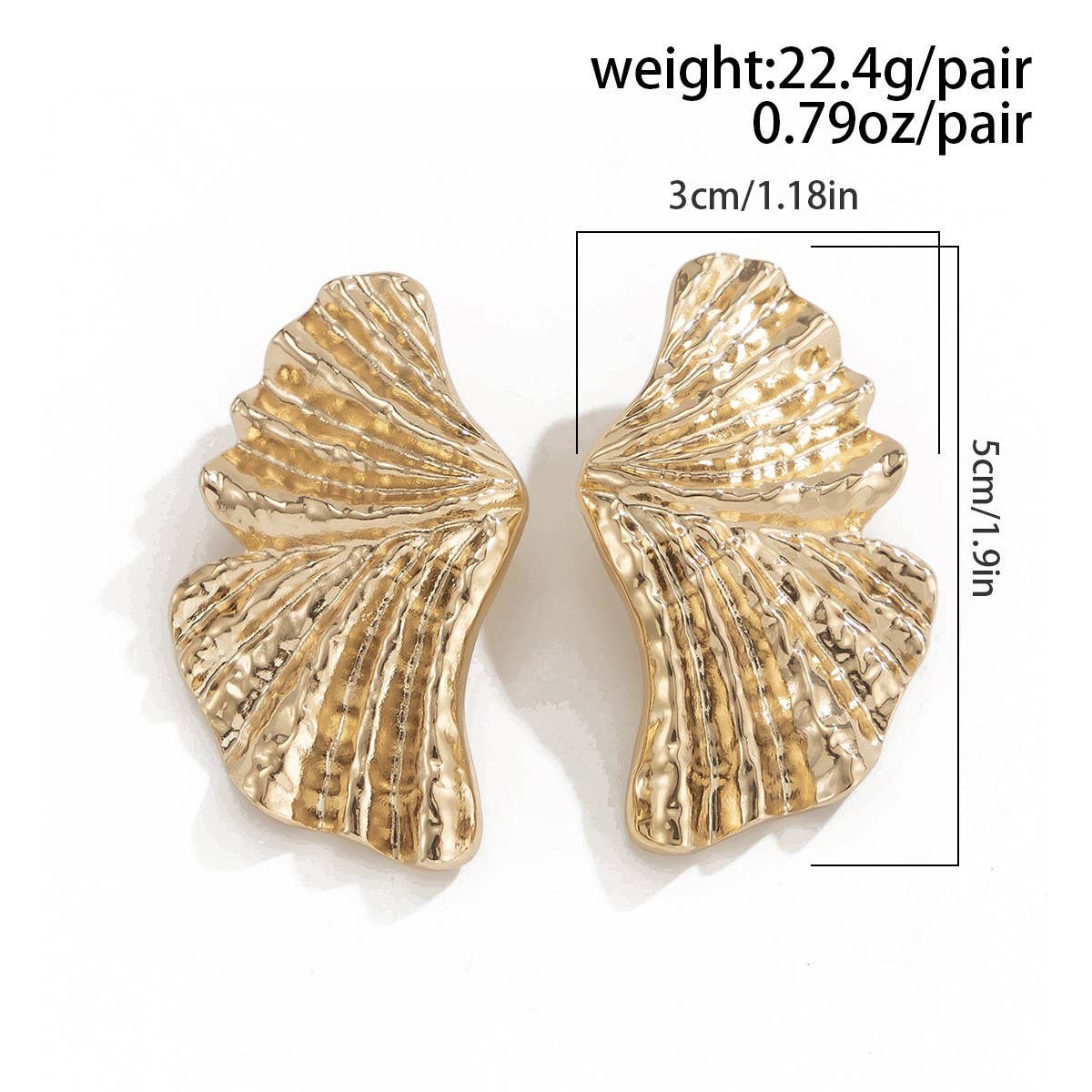 FASHIONABLE PUNK METAL STYLE GOLD EARRINGS