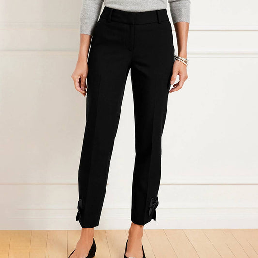 SLIM CASUAL HIGH-WAISTED BOW CROPPED PANTS