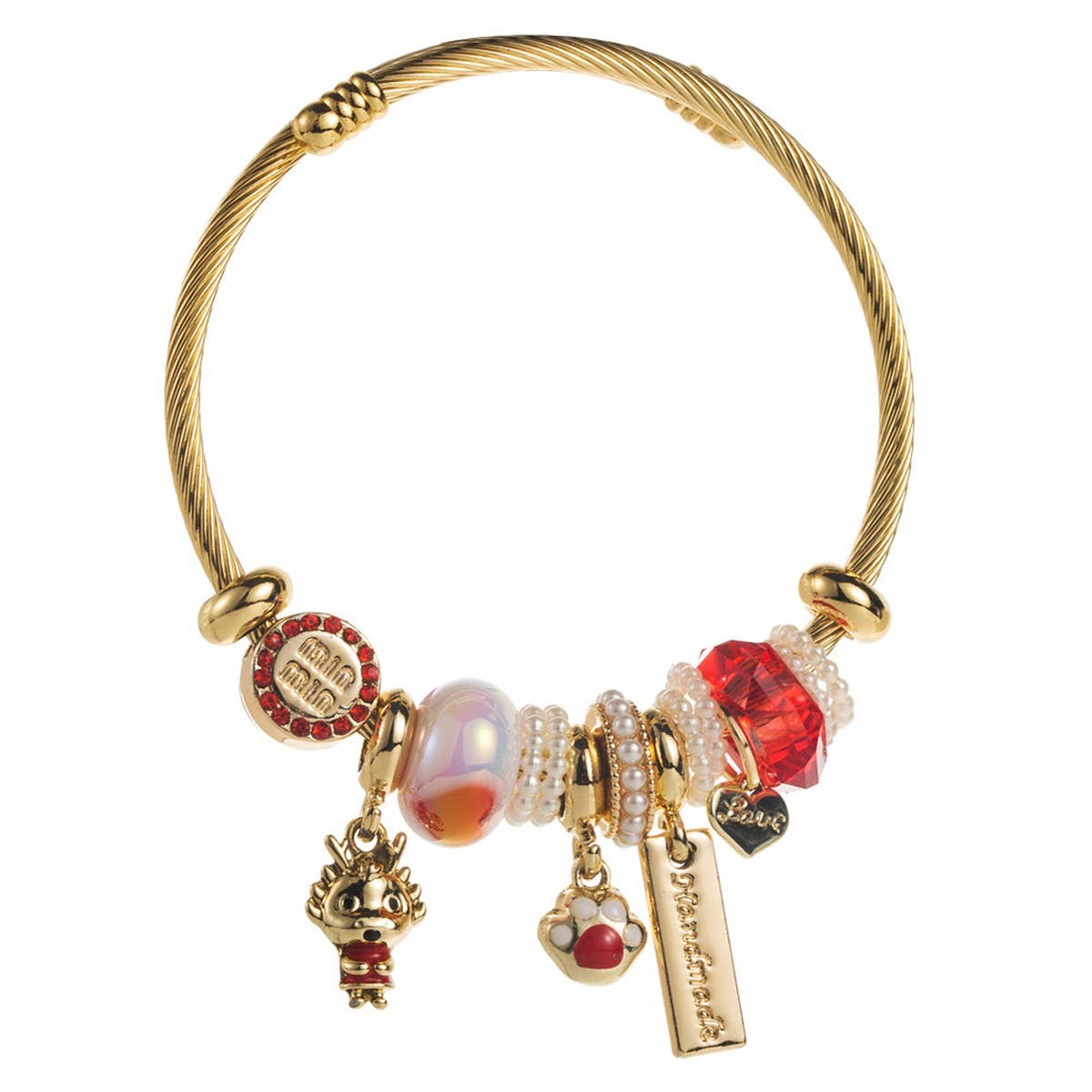 Gold Stainless Steel Bracelet with Animal Charms