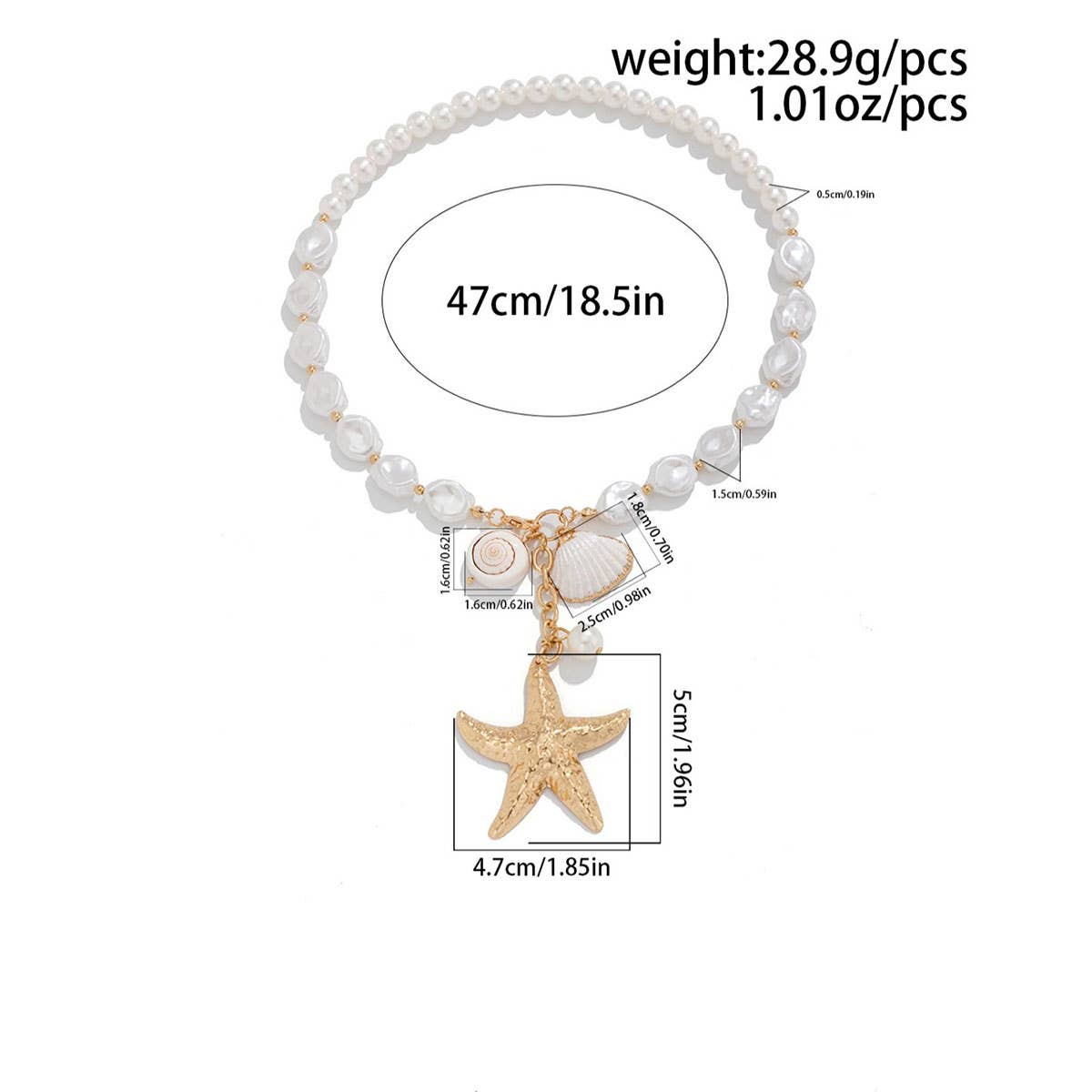 VINTAGE HOLIDAY BEADED STARFISH SHELL NECKLACE