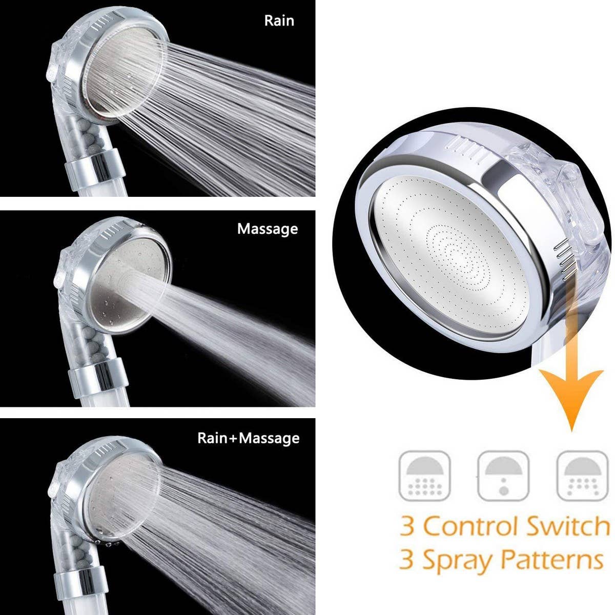 FILTERED BOOSTER WATER-SAVING SHOWER HEAD