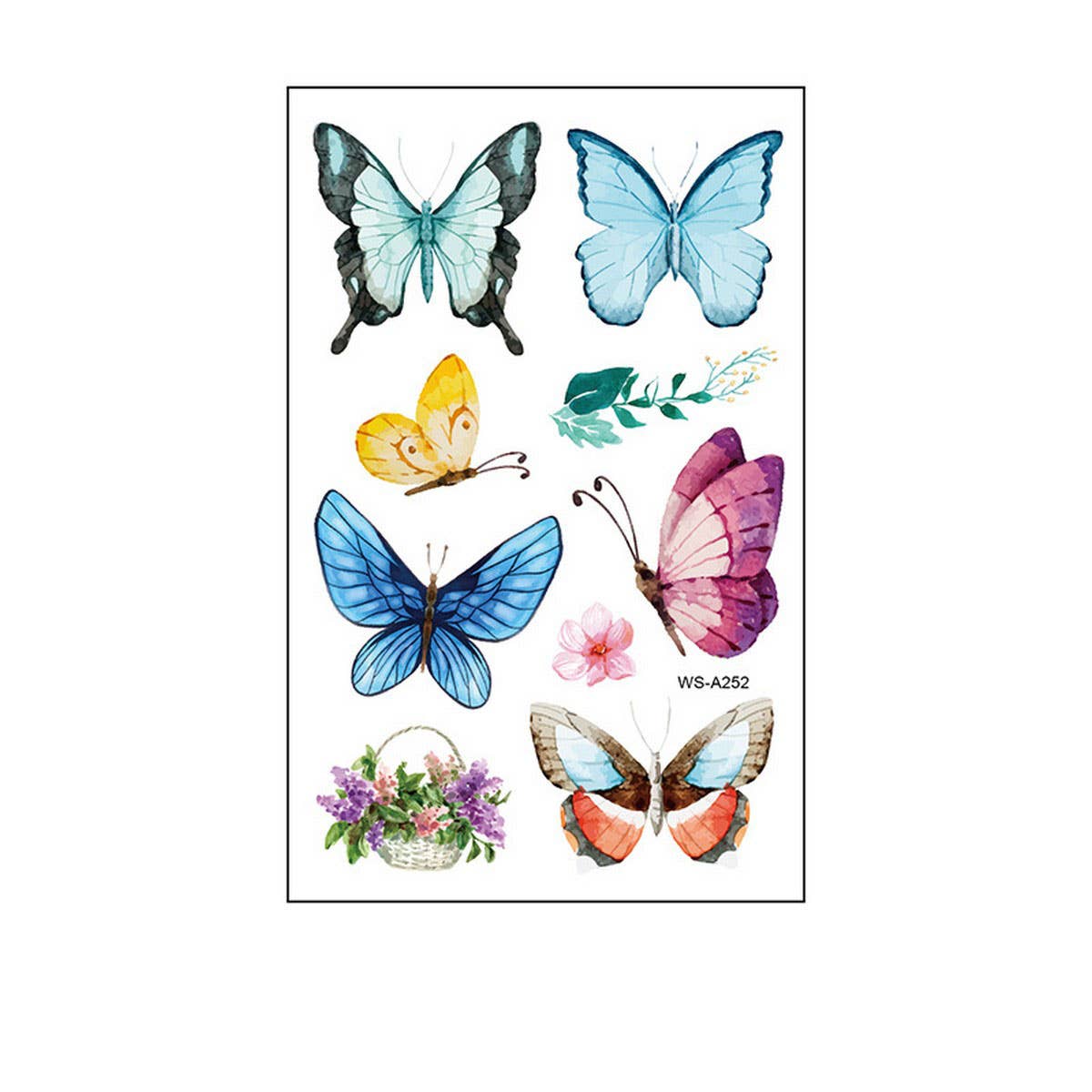 Waterproof Kids Cute Watercolor Butterfly Tattoos