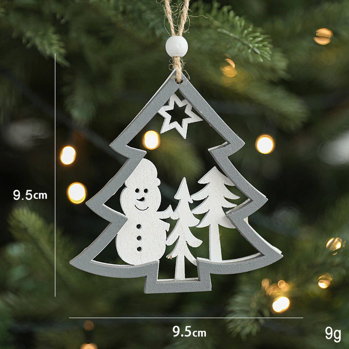 Grey Wooden Hollow Christmas Tree Hanging Ornament