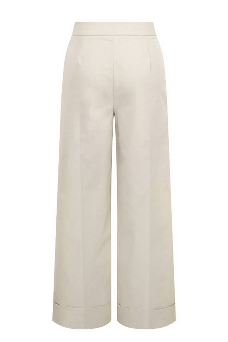 Trendy wide-leg high-waisted suit slacks