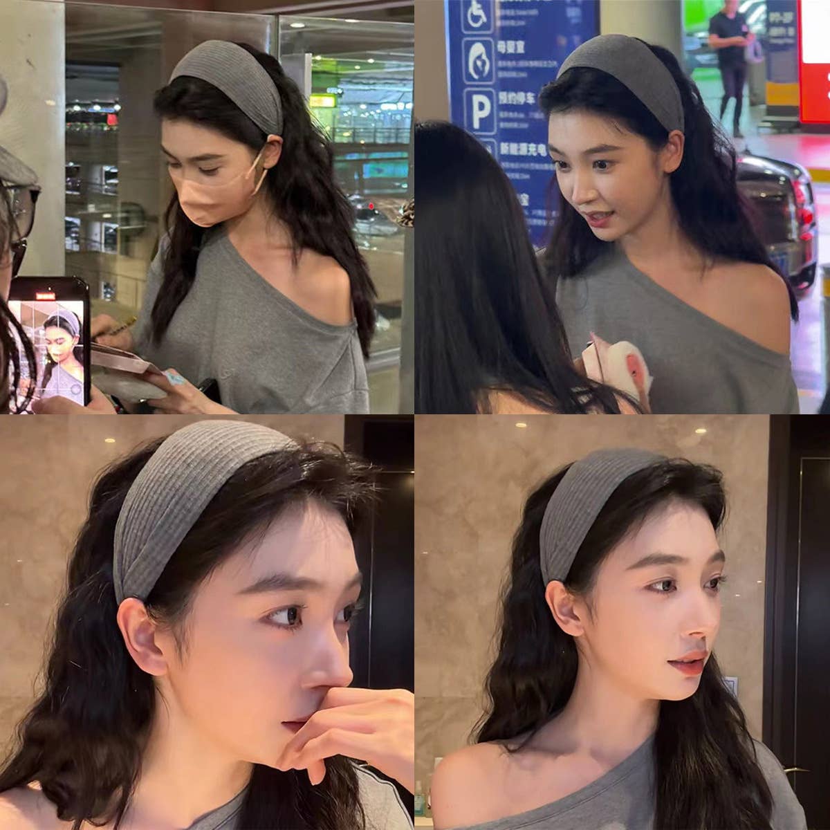 Retro knitted corrugated strip widened hair band