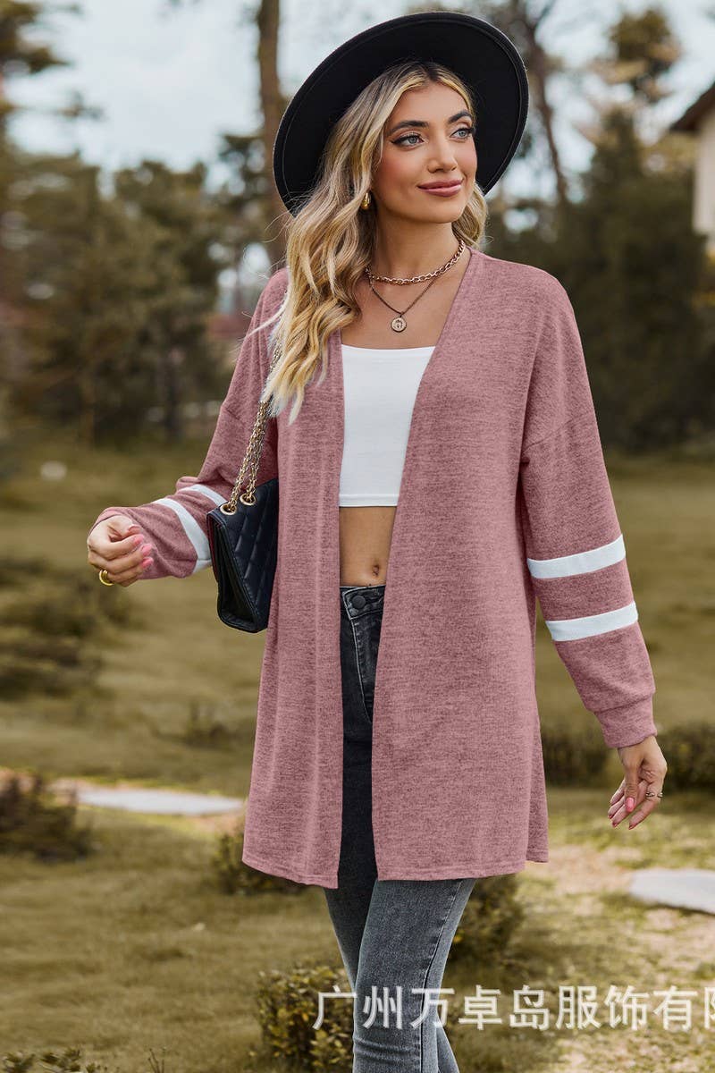 CWOCAL2264_AUTUMN AND WINTER CONTRAST COLOR KNITTED JACKET