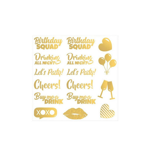 Gold Foil Birthday Party Metallic Tattoo Stickers