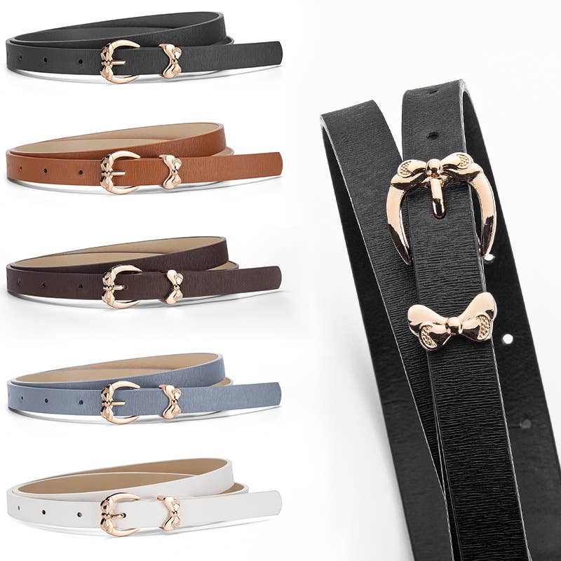 Butterfly pin buckle imitation leather belt