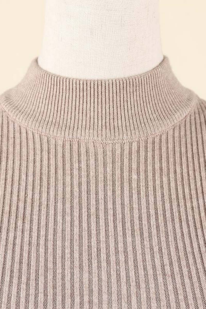 CWDMD4016_HALF TURTLENECK LONG SLEEVE WAIST KNITTED DRESS