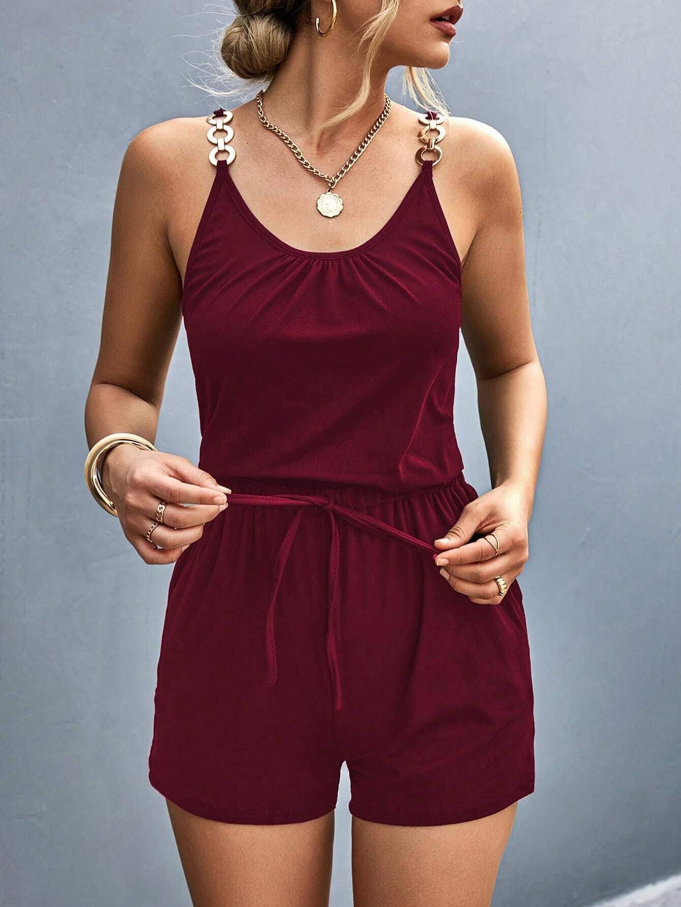 PLEATED PATCHWORK METAL HALTER ROMPER