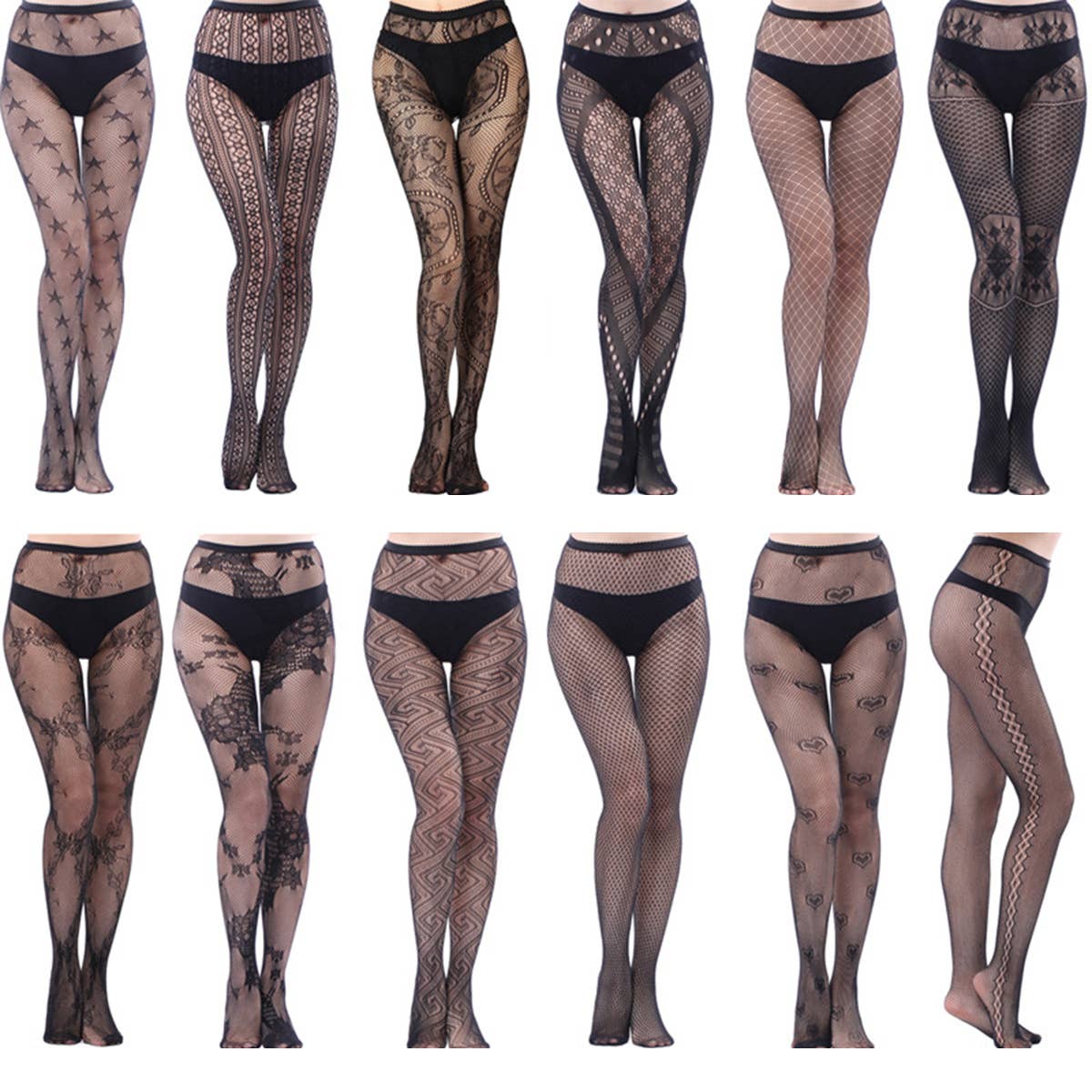 LACE PATTERNED FISHNET STOCKINGS THIGH PANTYHOSE