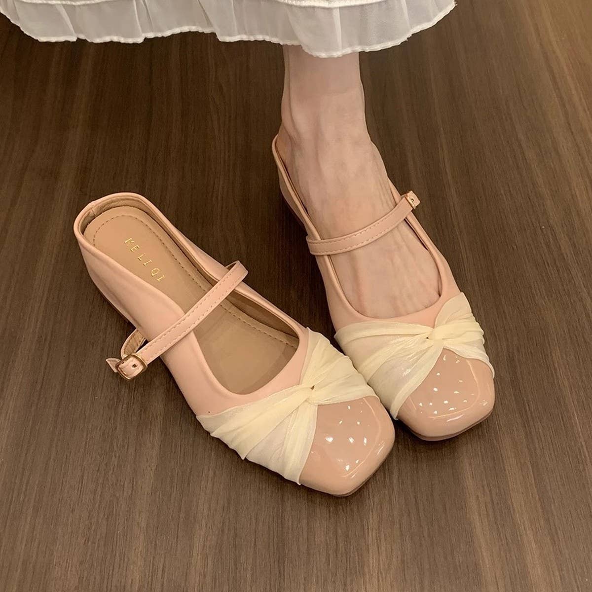 Pink Wedge Mary Jane Mules for Women_CWSHF0081