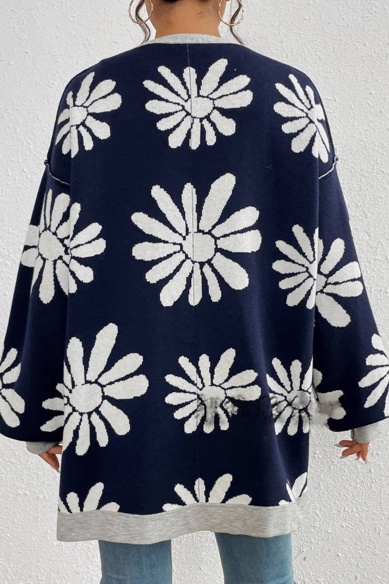 CWOCAL2121_WINTER V-NECK FLOWER LONG SLEEVE CARDIGAN