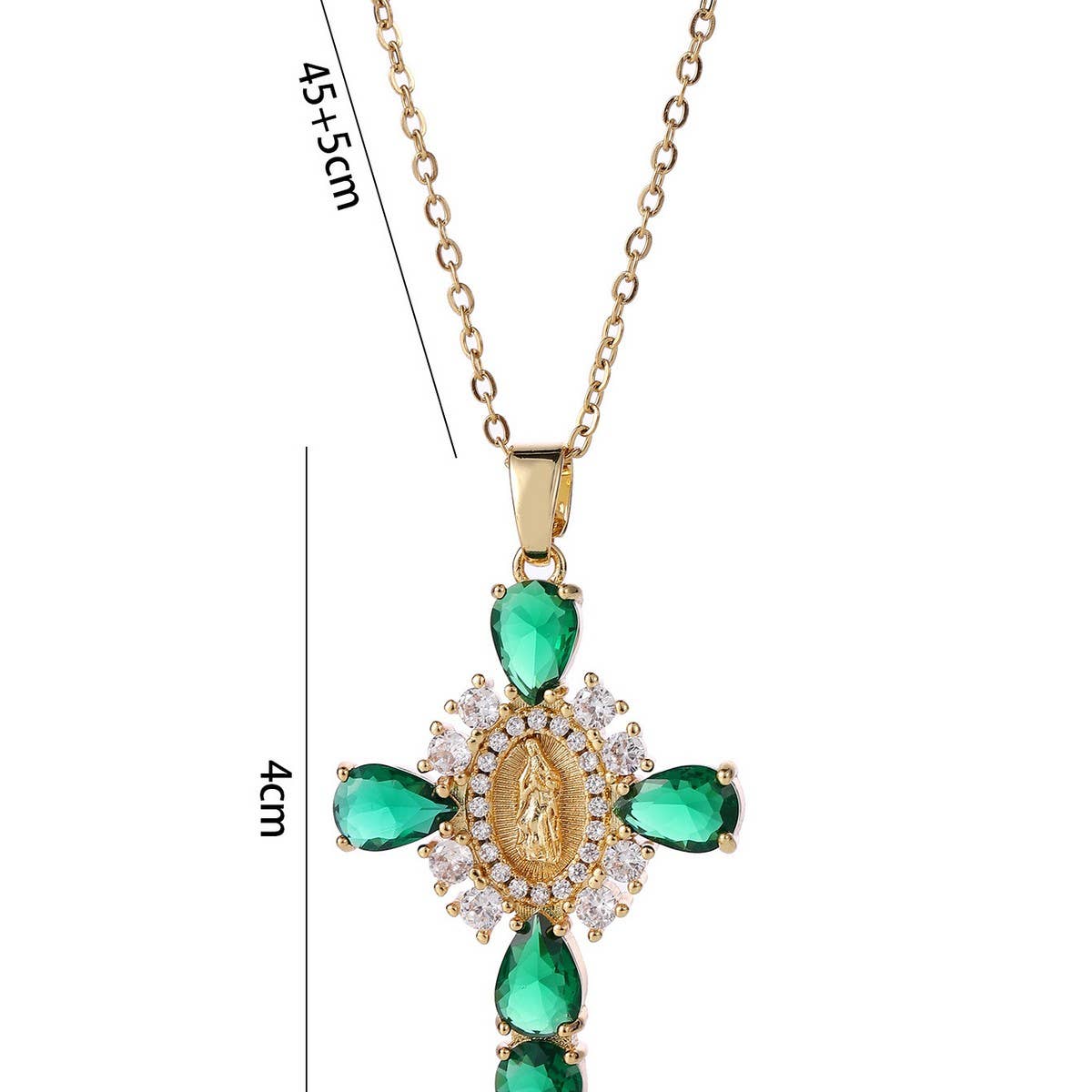 Zirconia Pendant Virgin Mary Cross Necklace_CWMM5867