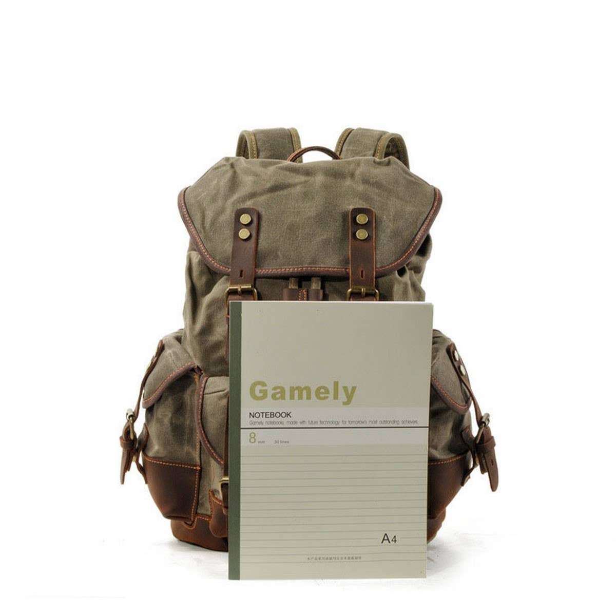 Canvas Leather Hiking Backpack for School & Travel_CWAB5518