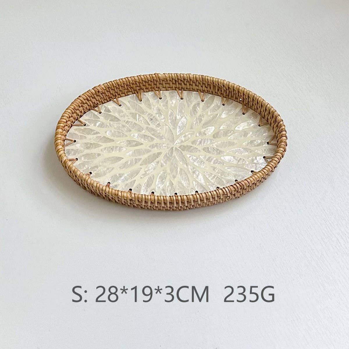 RATTAN OVAL FRUIT TEA SHELL TRAY STORAGE BASKET_CWMM4500